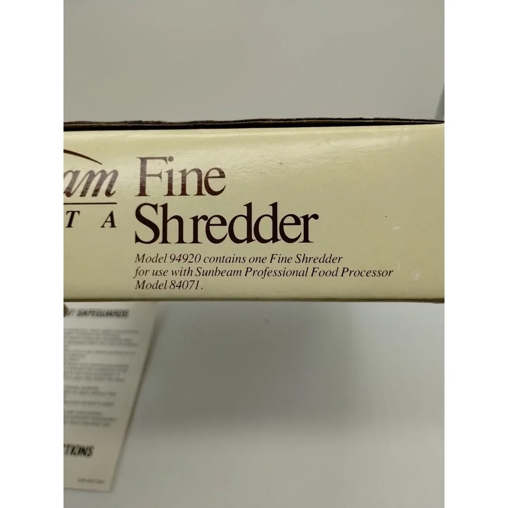 SUNBEAM VISTA FOOD PROCESSOR 84071  FINE SHREDDER BLADE NEW IN BOX 94920